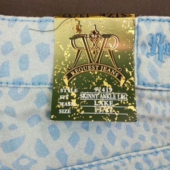 Blue Snakeskin Print Jeans by Request 13/14 NWT - Picture 7 of 9